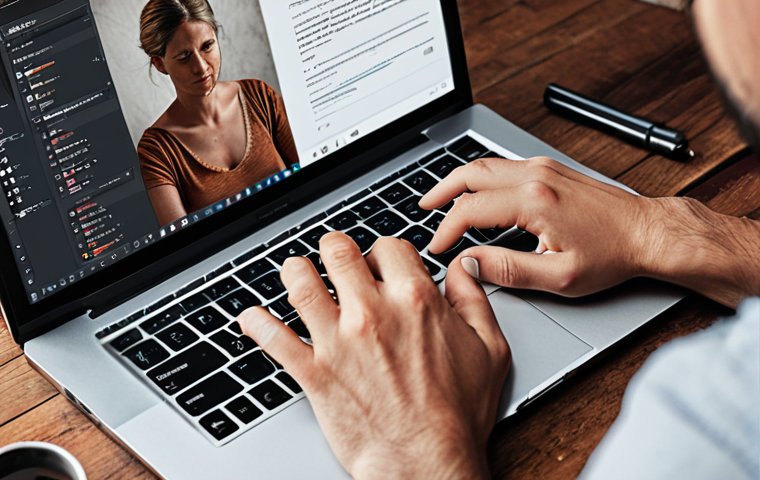 **A person writing an engaging blog post with a laptop, showcasing the importance of human touch and creativity in content creation. The scene should convey empathy and connection.**